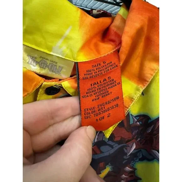Vintage Boys Yu Gi Oh! APO Anime Cartoon Button Down Yellow Shirt Size 5 - Picture 3 of 5